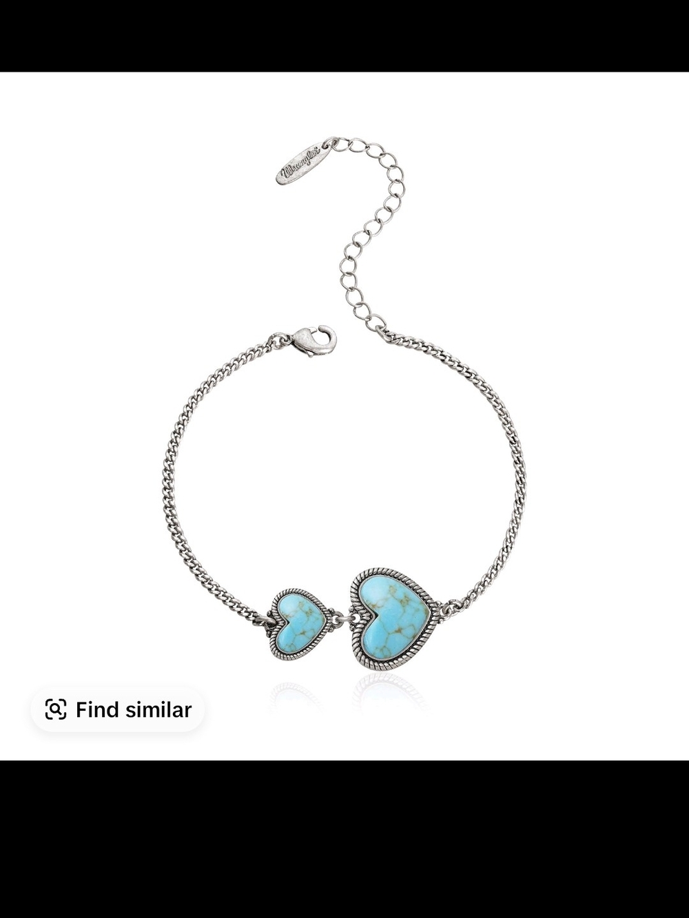 Wrangler Silver Bracelet with Turquoise Heart Stones
